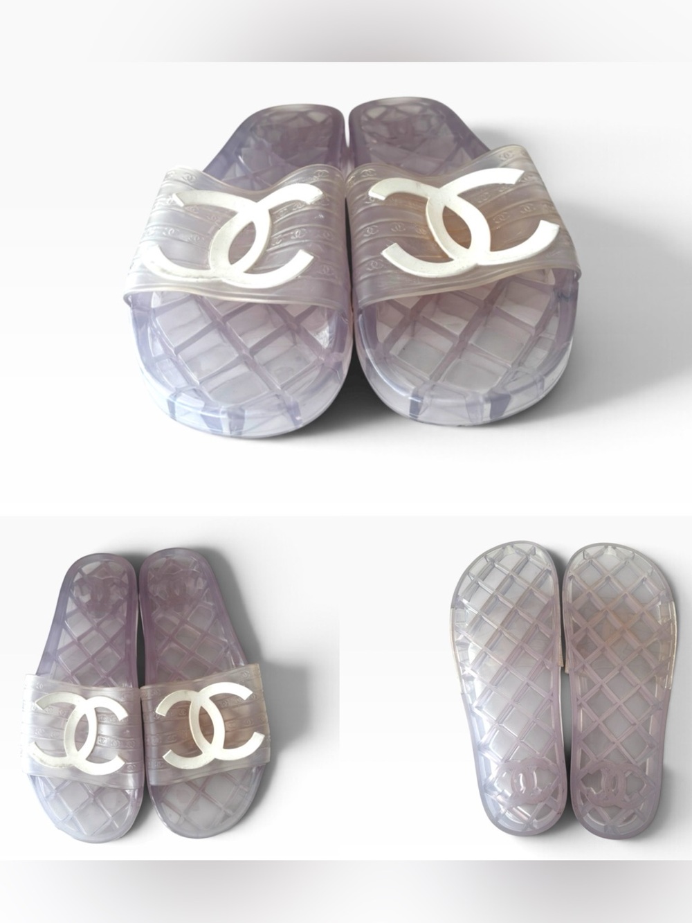 Chanel Logo Jelly Slide Sandals - Size 40